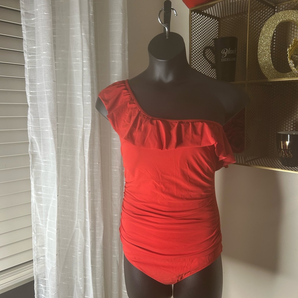 Profile By Gottex Red One-Shoulder Swim One Piece